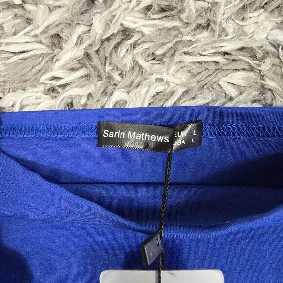 Sarin Mathews Dress Womens Large Royal Blue Off Shoulder High Low Skater Party - Picture 5 of 7